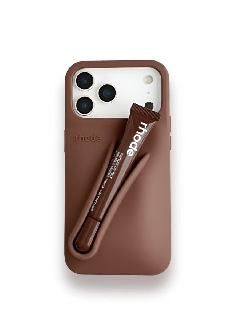 Rhode With Lip Gloss Kit Silicon Phone Case for iPhone - Espresso