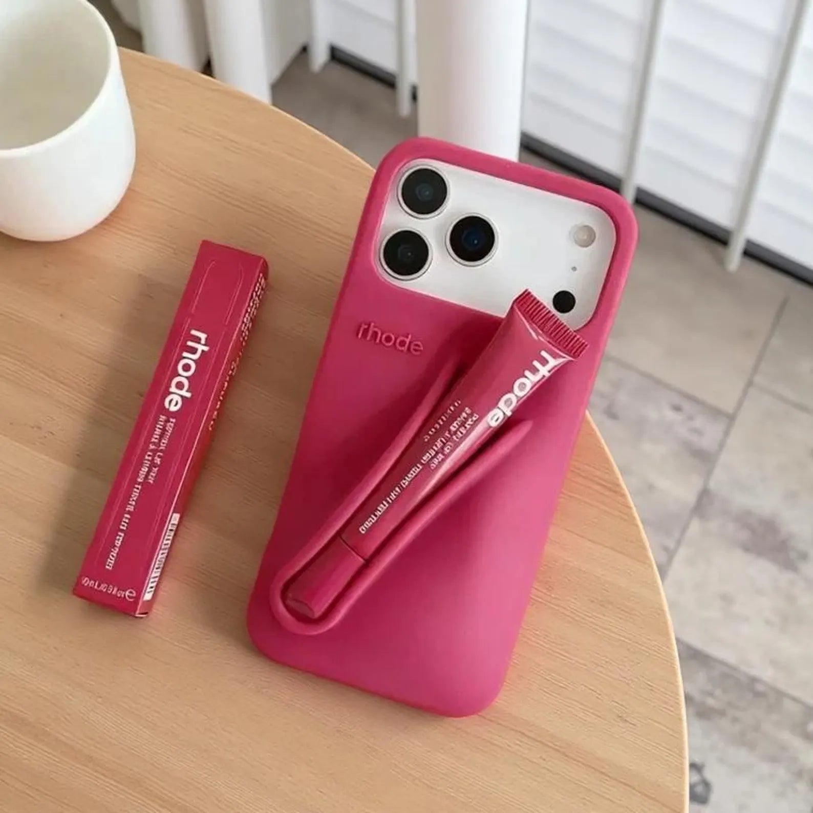 Rhode With Lip Gloss Kit Silicon Phone Case for iPhone - Raspberry
