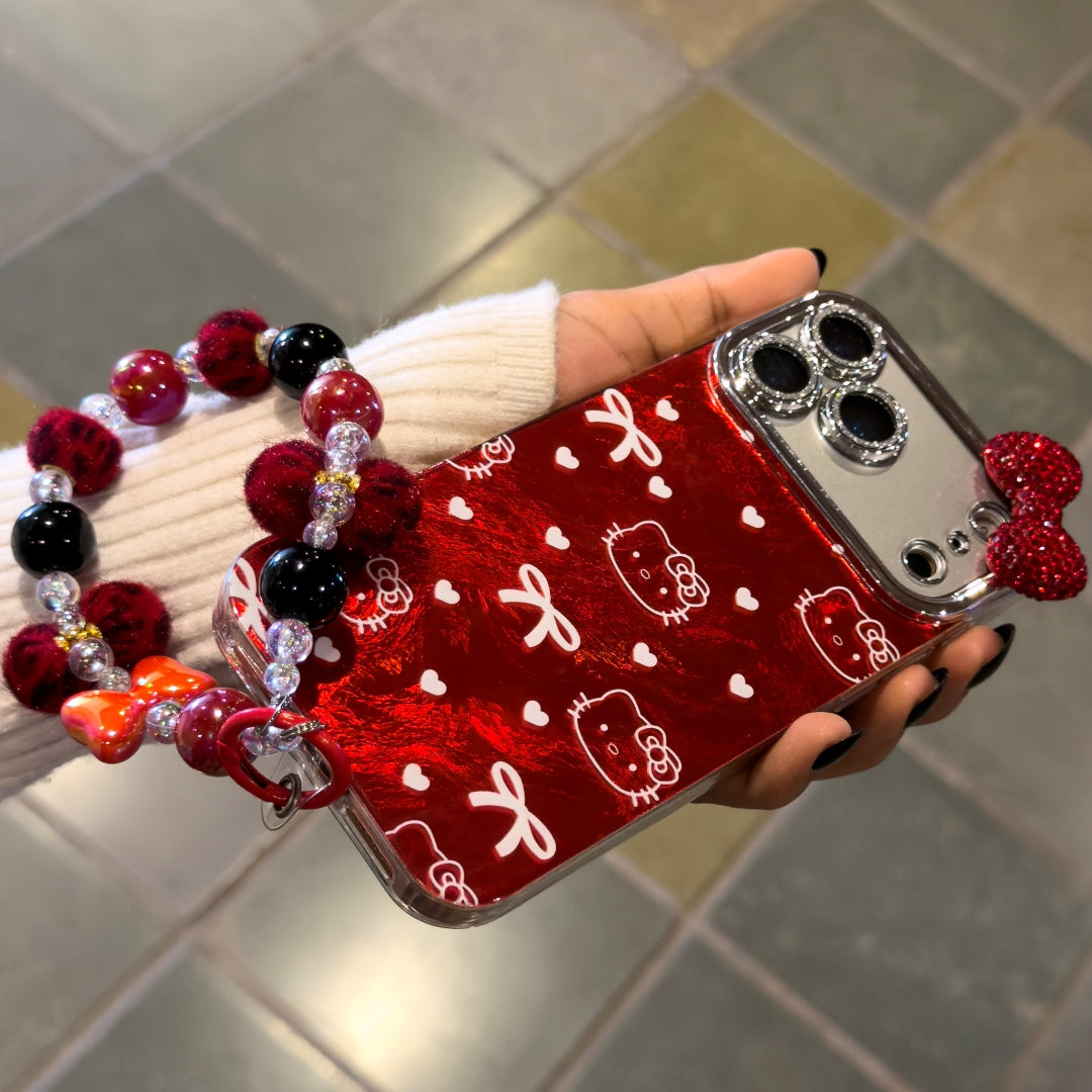 Luxury Red Crystal Bow Charm Case