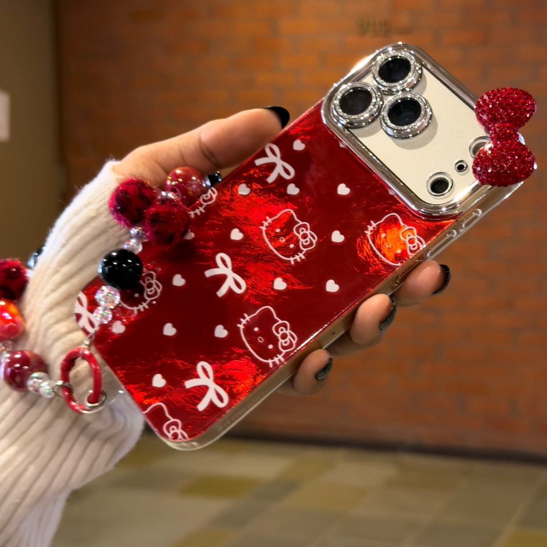 Luxury Red Crystal Bow Charm Case
