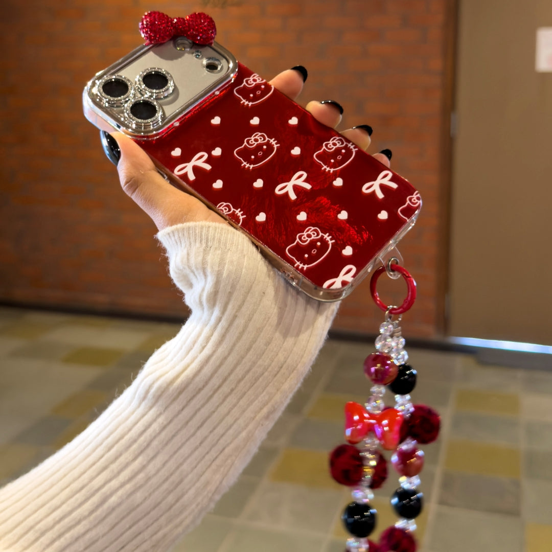 Luxury Red Crystal Bow Charm Case