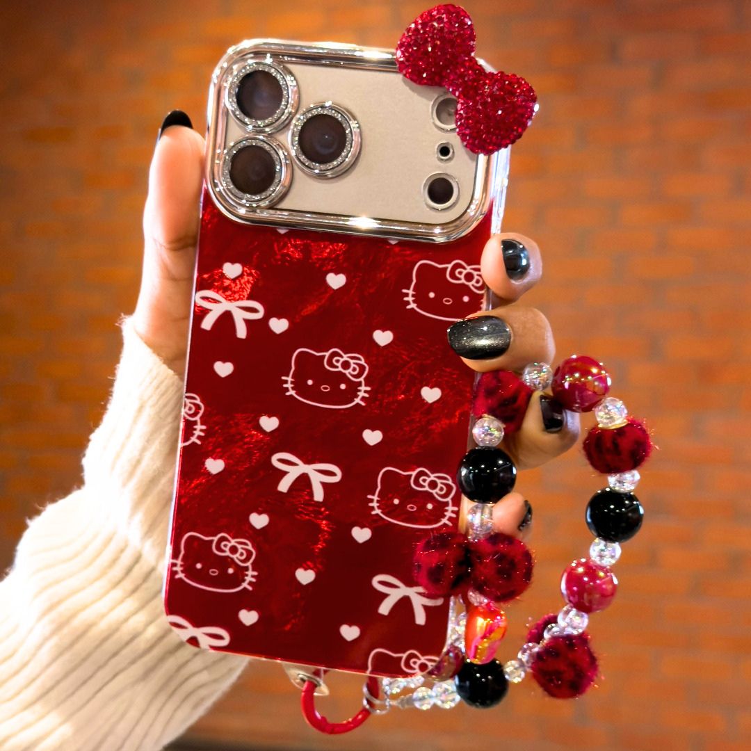 Luxury Red Crystal Bow Charm Case