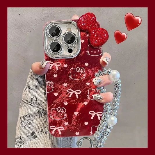Luxury Red Crystal Bow Charm Case