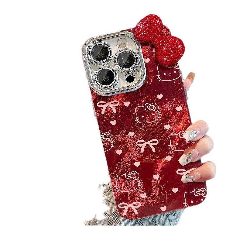 Luxury Red Crystal Bow Charm Case
