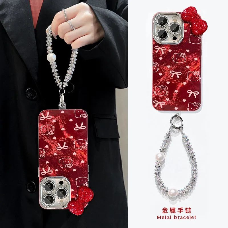 Luxury Red Crystal Bow Charm Case