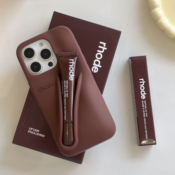 Rhode With Lip Gloss Kit Silicon Phone Case for iPhone - Espresso