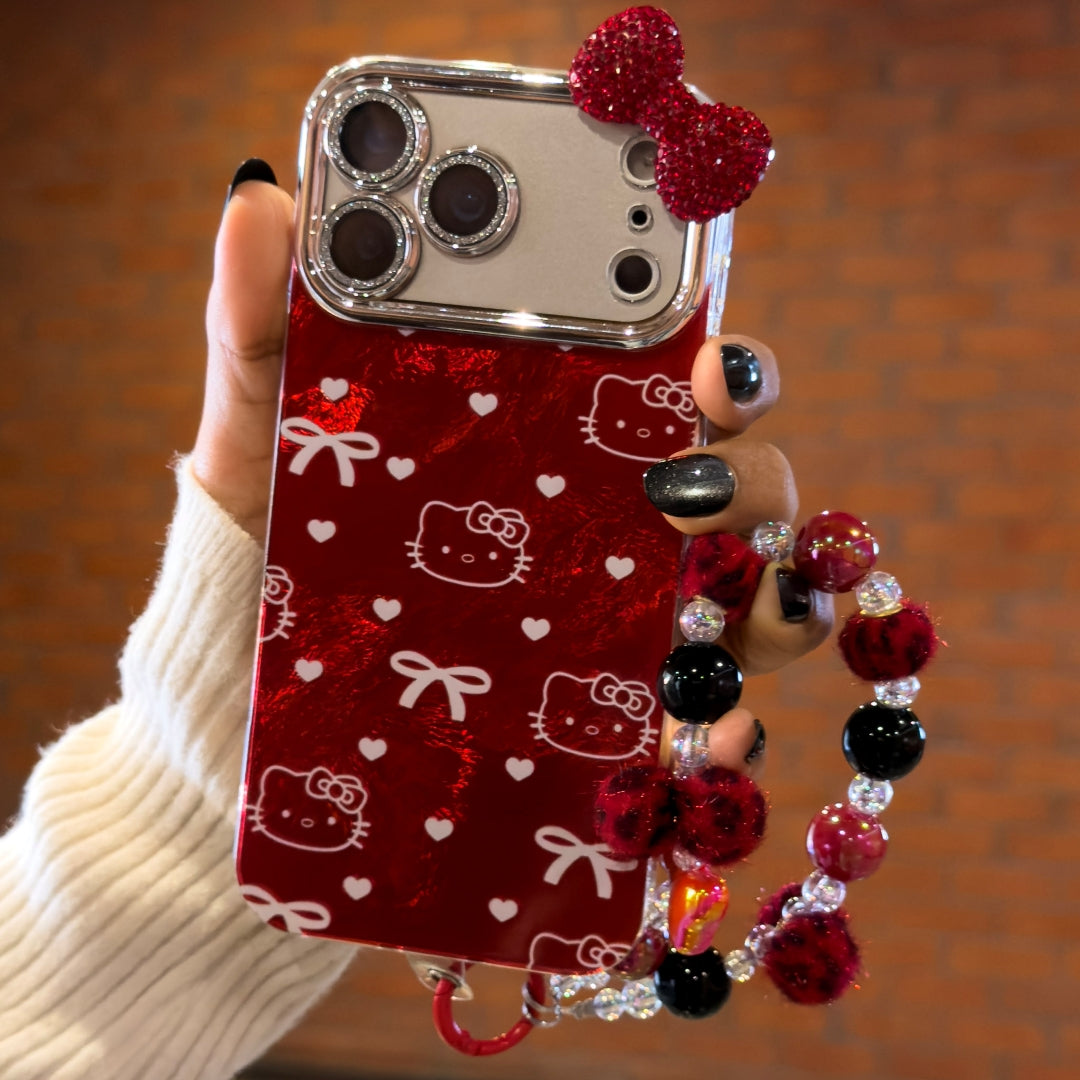 Luxury Red Crystal Bow Charm Case