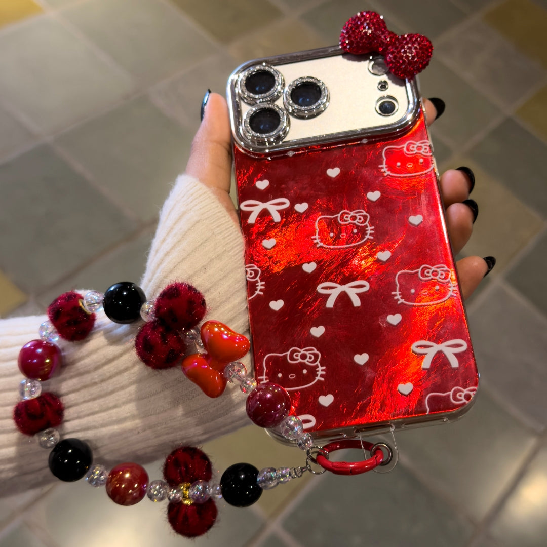 Luxury Red Crystal Bow Charm Case